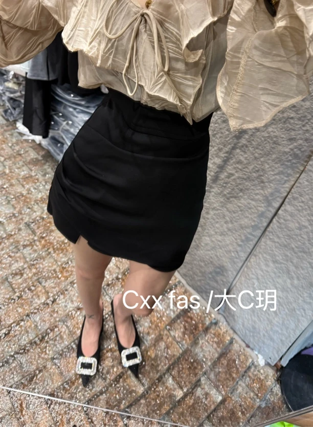 【CXX】762春夏新款显瘦小高腰下摆不规则西装半身裙