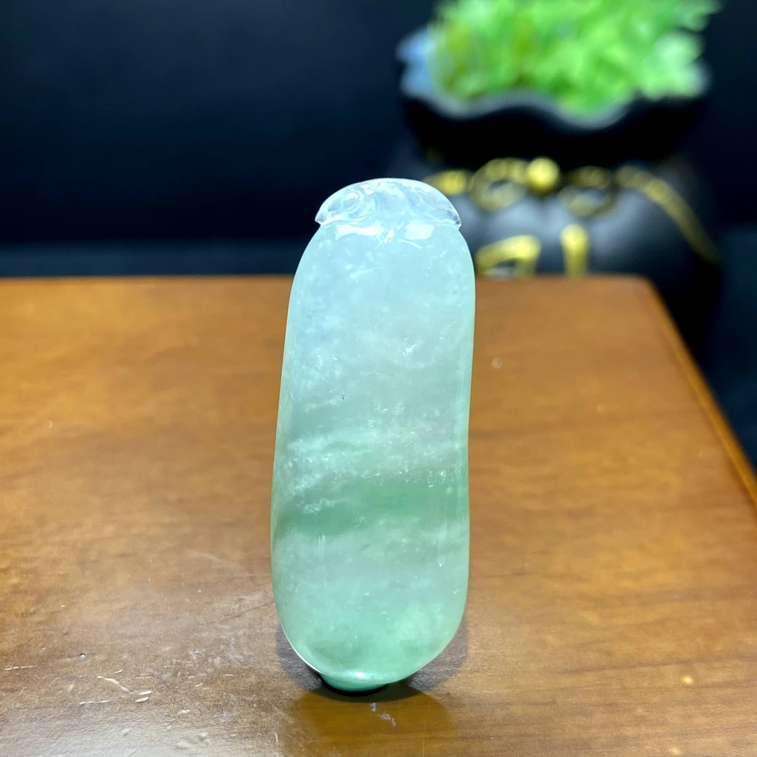 RX30天然缅甸A货翡翠冰种绿花福瓜/011842/北京中保拍卖