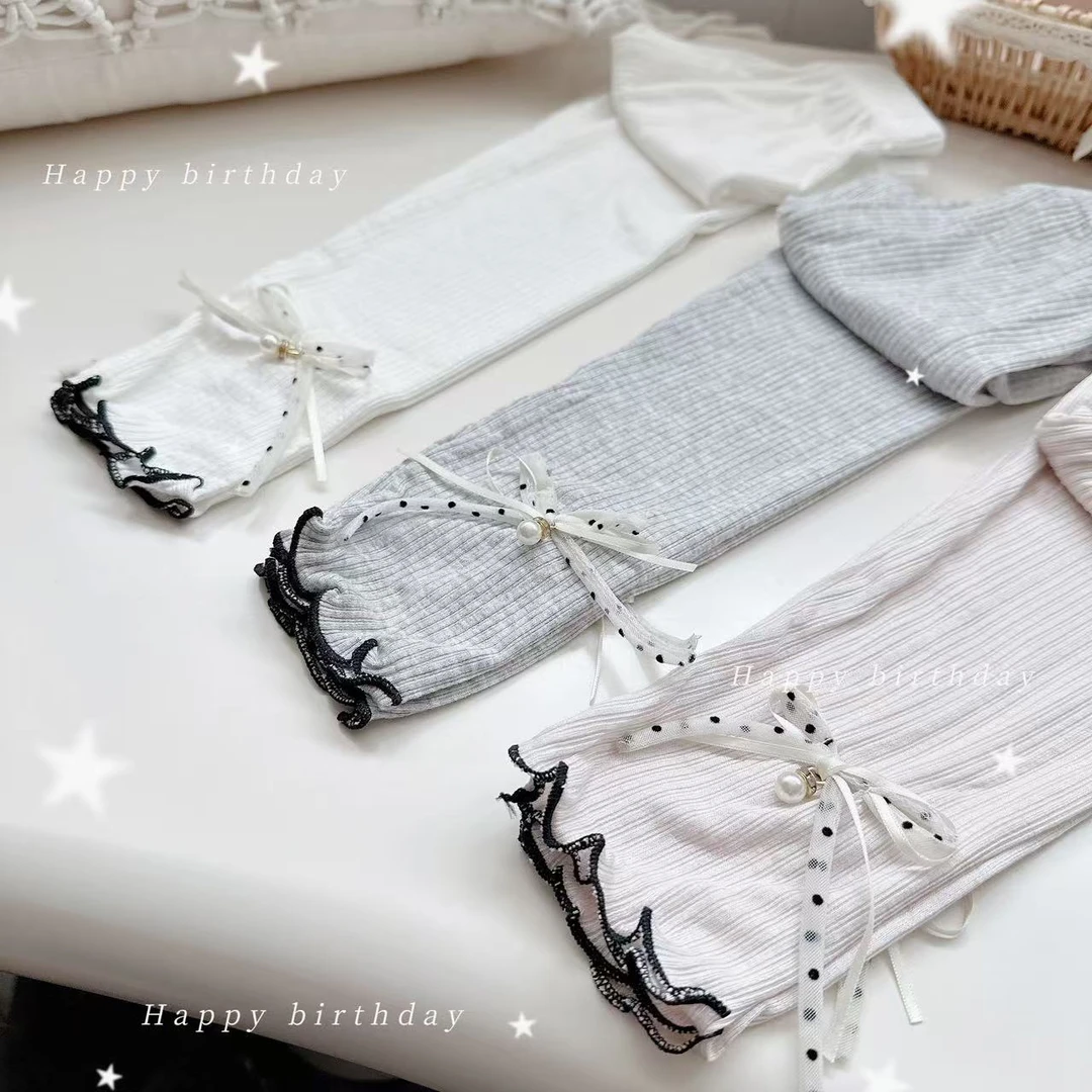 1005（波点蝴蝶结）女童夏季轻薄透气八九分打底裤 No退换