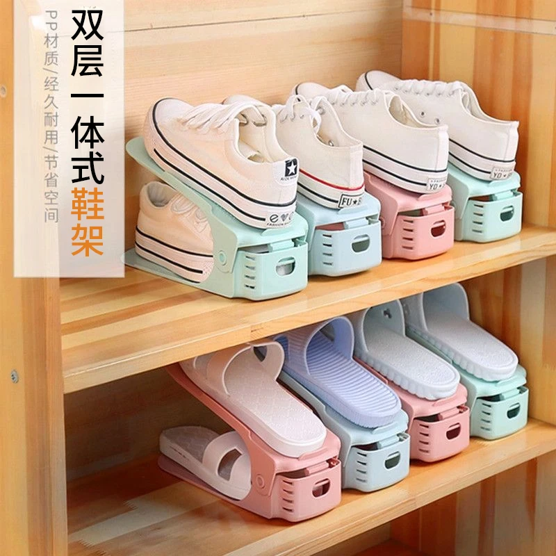 新款收纳鞋架双层鞋托可调节家用宿舍神器整理拖鞋鞋柜鞋子置物架