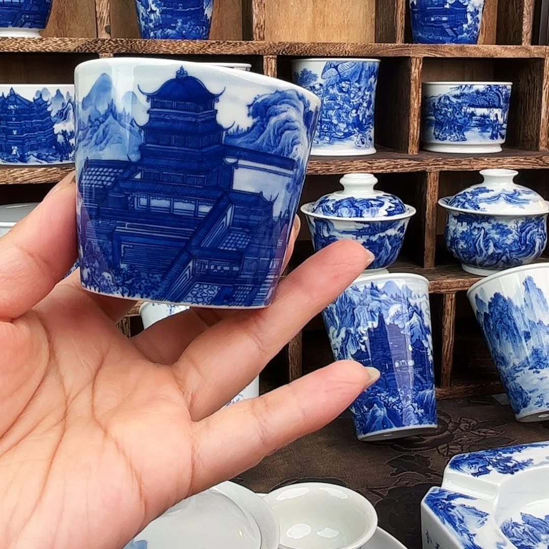 瓷片滕王阁一笔一墨 叩玉山房