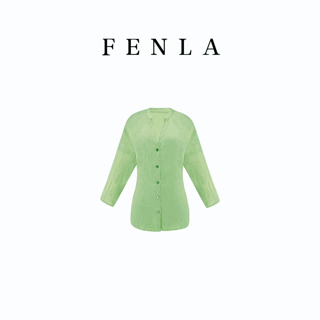 【惠姐私服】慵懒亚麻v领衬衫设计感薄款绑带式休闲开衫上衣 83772