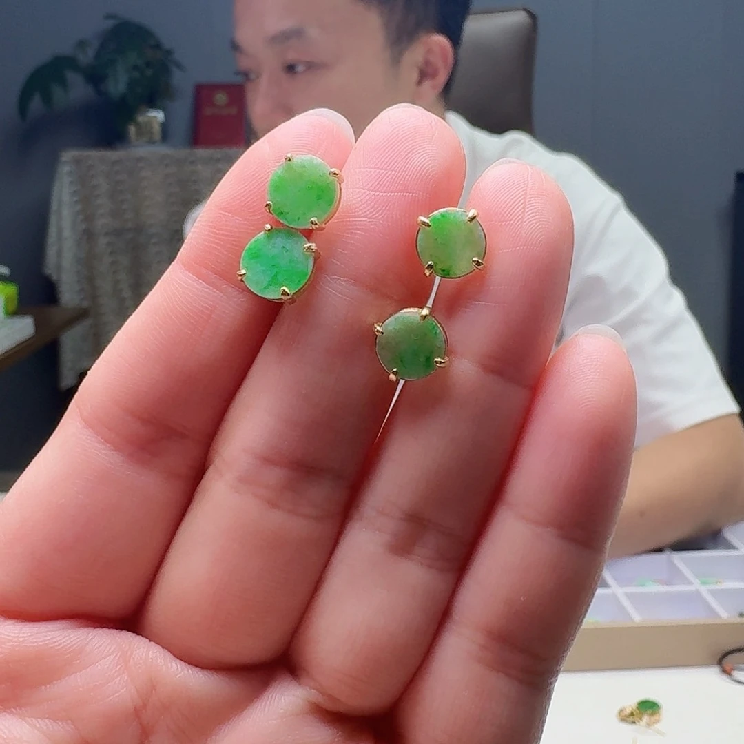翡翠银S925镶嵌耳饰多样性发货其一