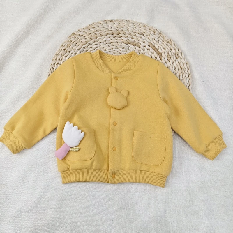 米乐熊春款双层小花立体装饰外套3352