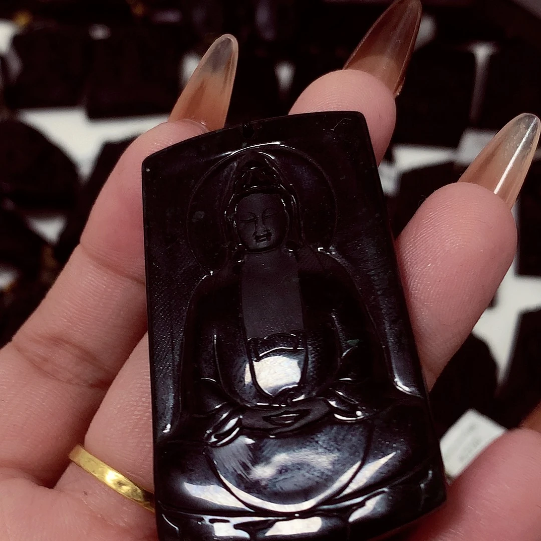 翡翠未镶嵌颈饰天然缅料a货钢琴黑特色题材挂件