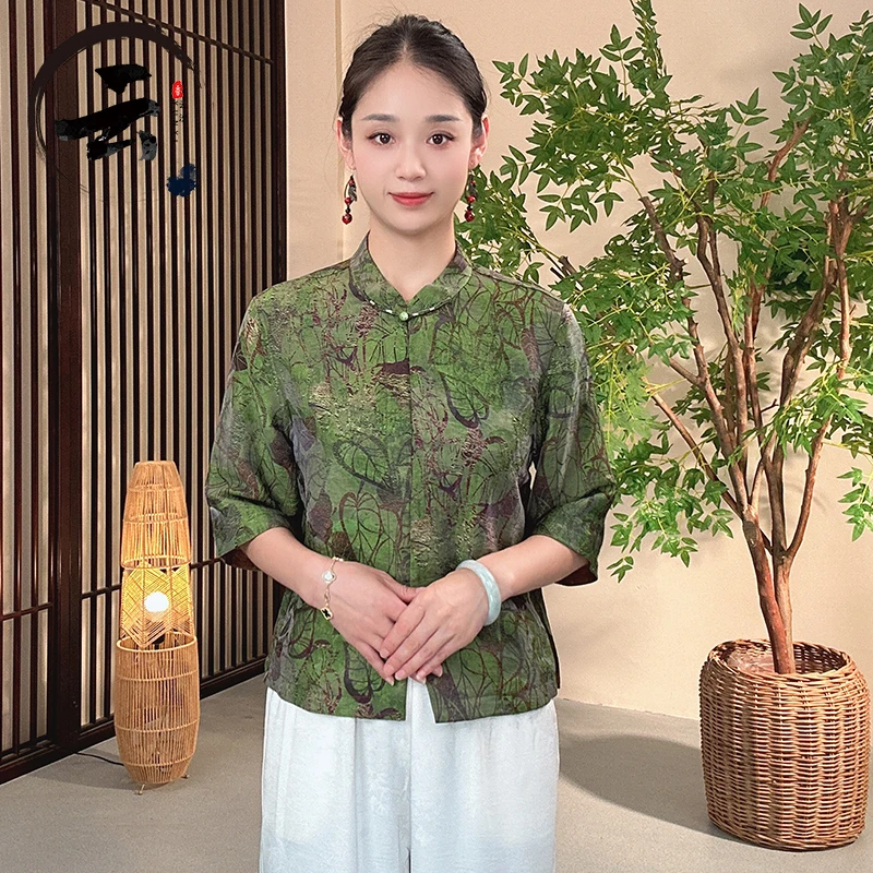云汐8889新款新中式国风百搭显瘦长袖短外套
