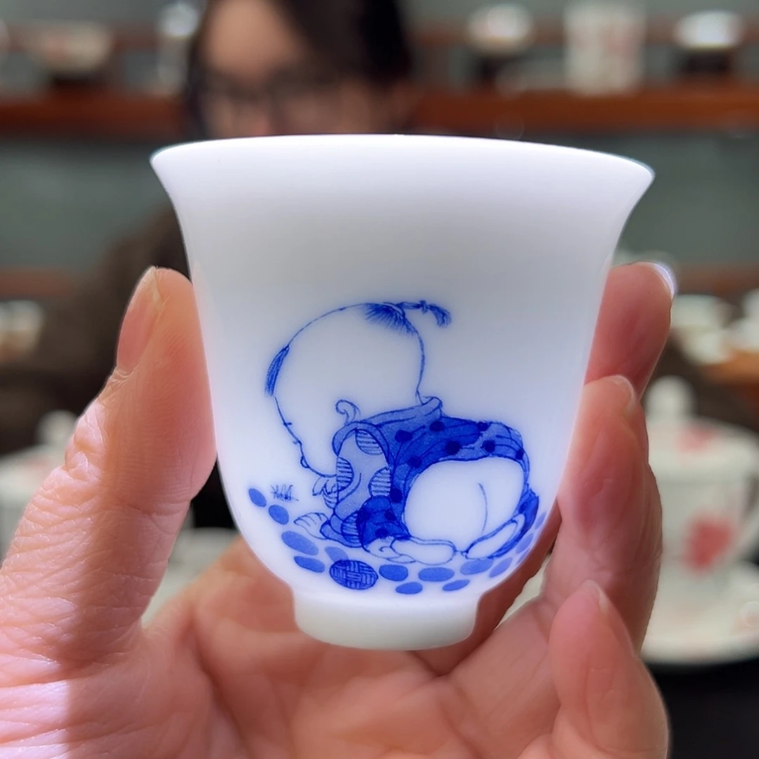 青花童子铃铛杯杯