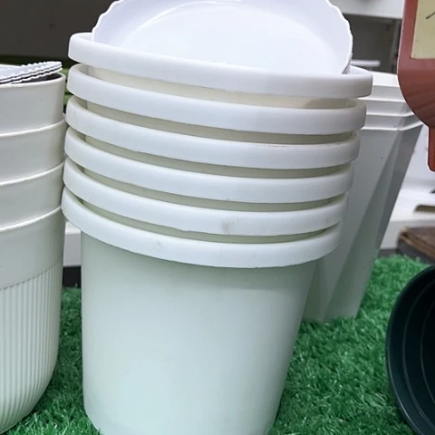 8个白色175新款四季花盆带托盘