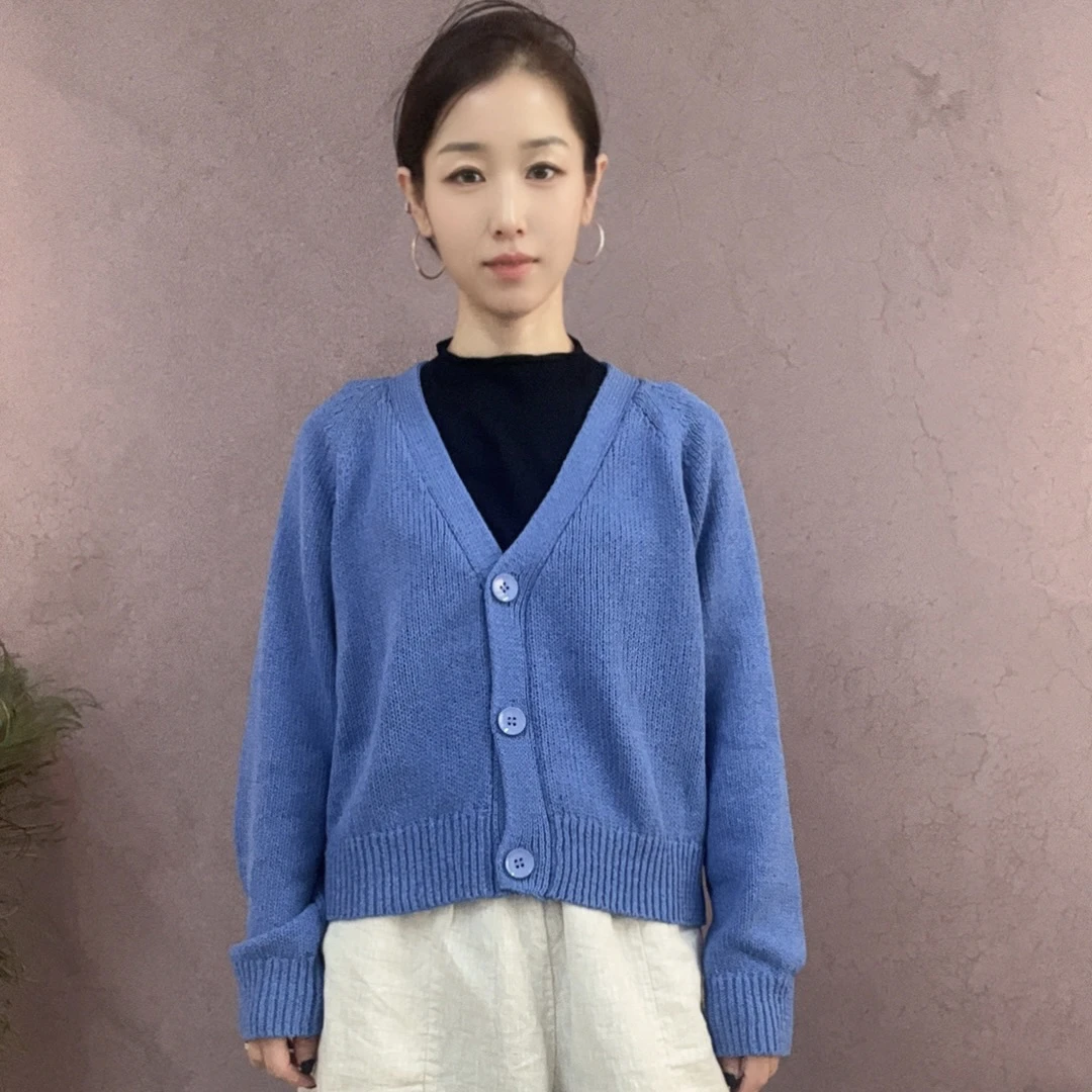 秋季新款韩版时尚洋气百搭短款针织开衫3615