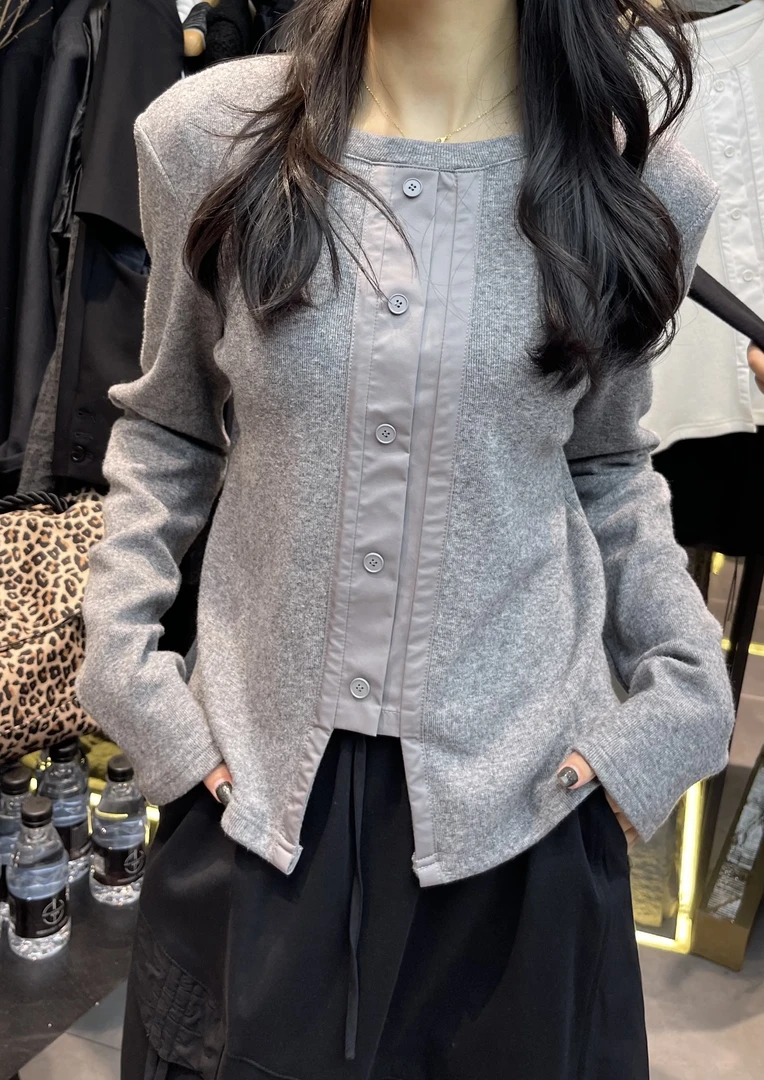 芬芬家#8209冬季福利磨毛重工拼接上衣，衣长：55cm