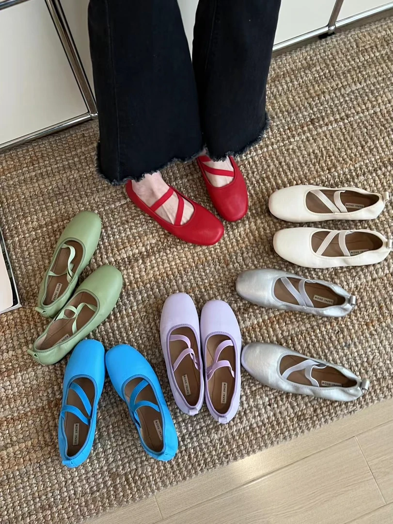 Q8811夏季浅口软底一字带单鞋时尚百搭女鞋韩版气质彩色玛丽珍鞋
