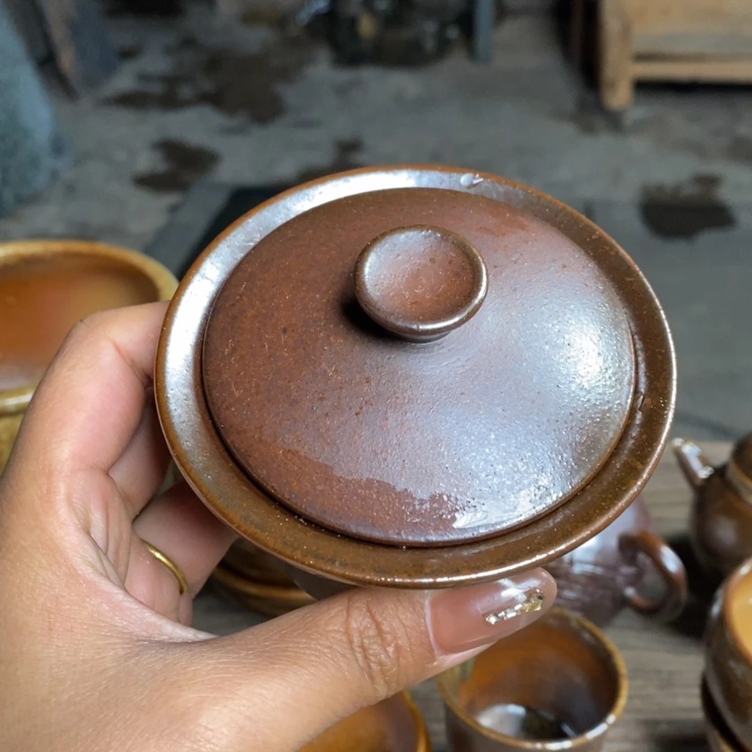 用***7浪鬼柴烧 禅寂系列盖碗 微瑕