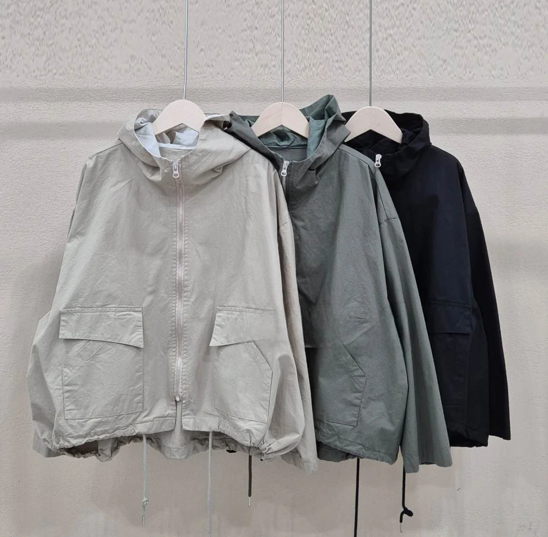 韩国正品/不支持退换/数字/拉链连帽抽绳外套/0219