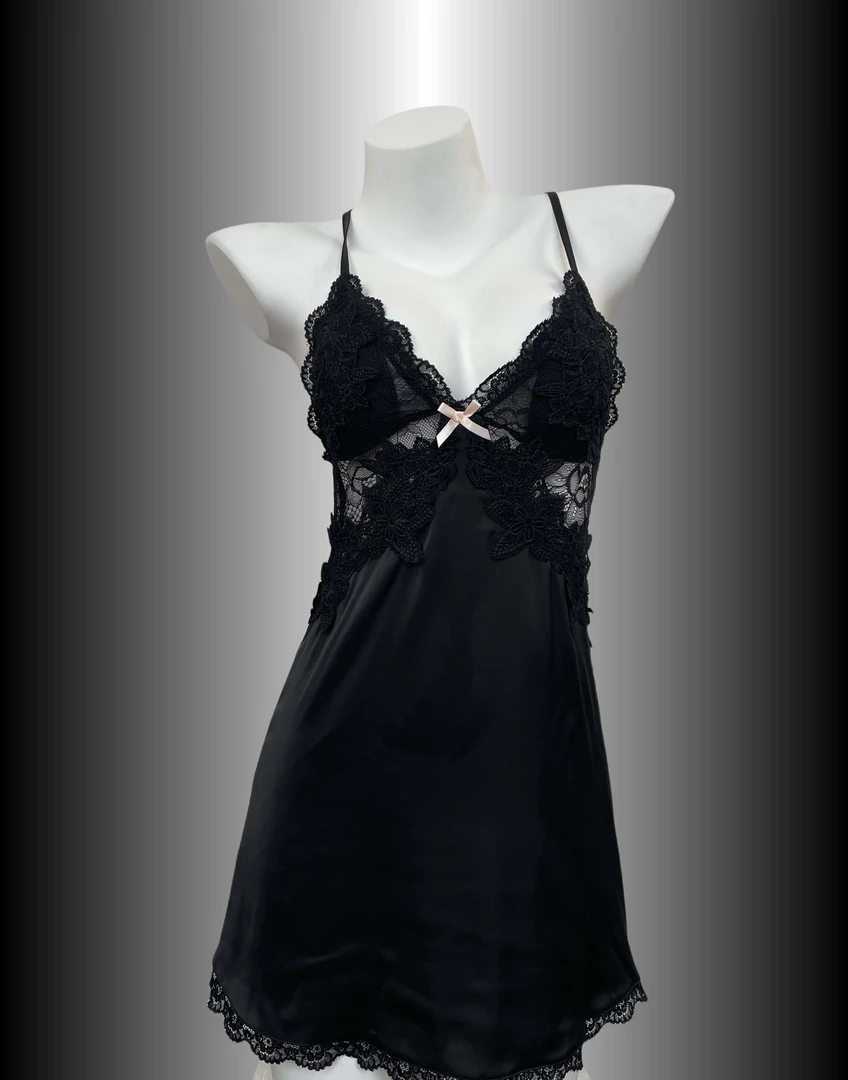 （80-150）缎面胸垫吊带睡裙深v系带睡袍家居服套装1170