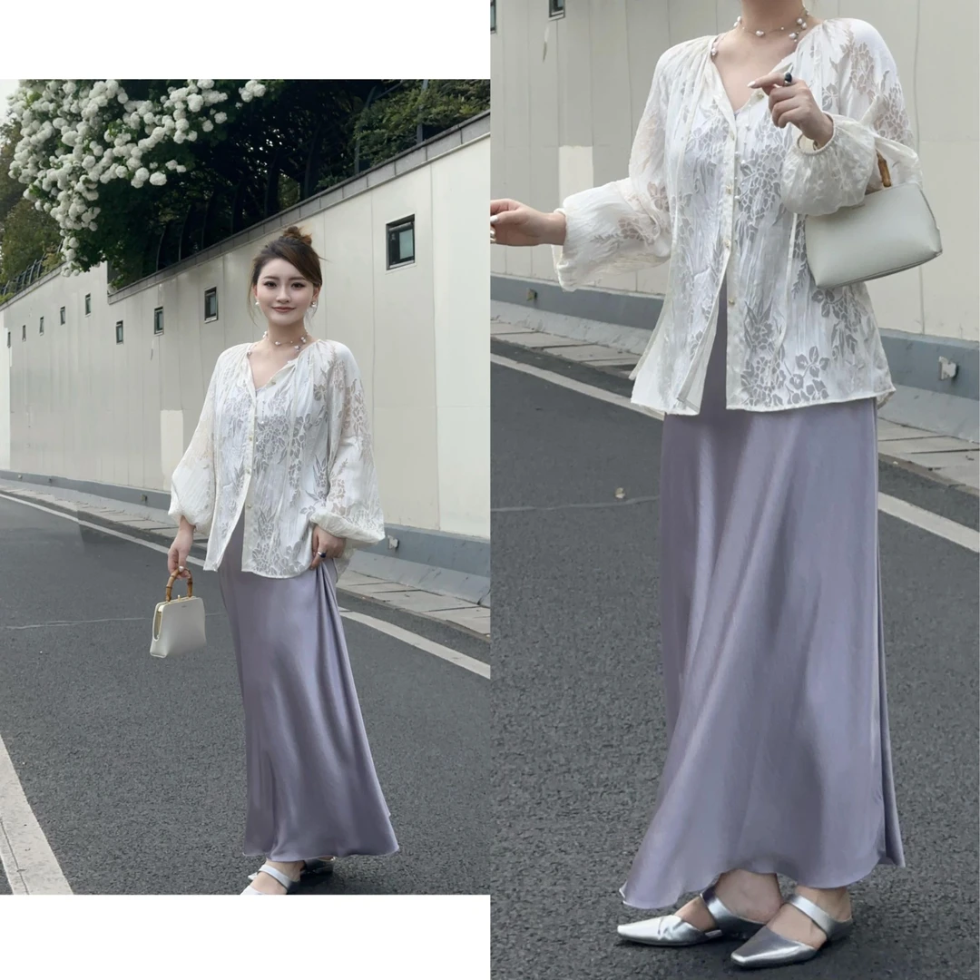 PRASE杨杨【微光裙】微胖轻奢设计夏女气质V领吊带连衣裙PR503C107