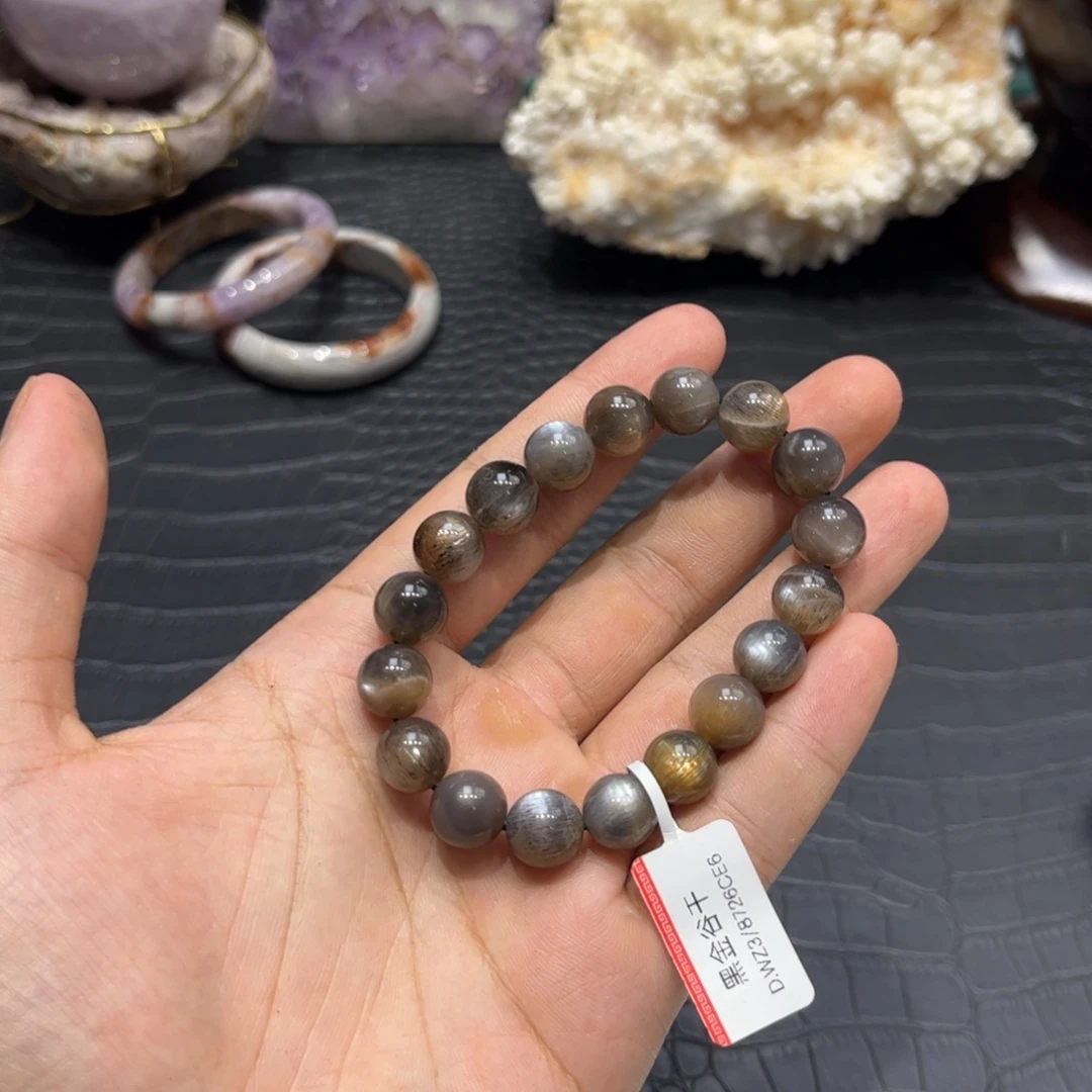 未镶嵌手链长石黑金骨干11mm+