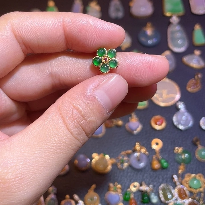 翡翠银S925镶嵌吊坠(不含链)天然翡翠