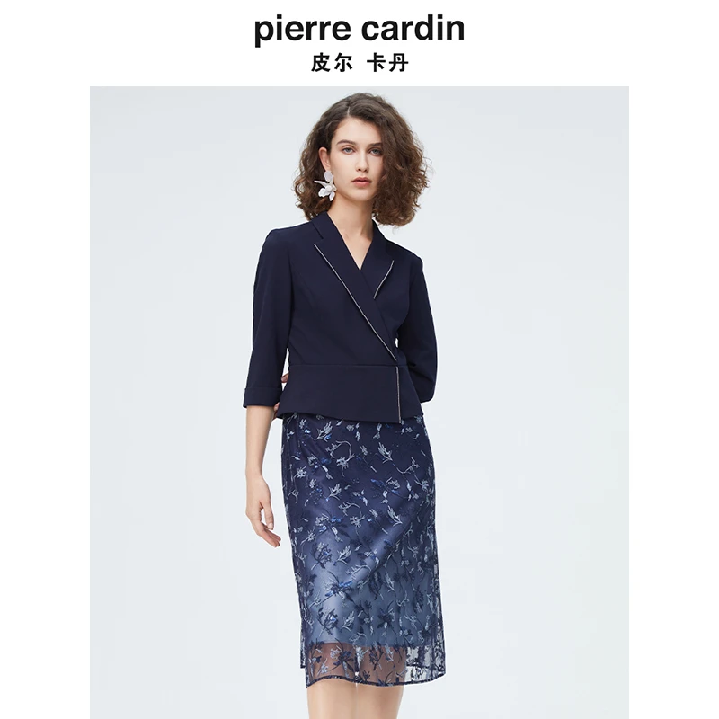 【皮尔卡丹女装】 简约知性渐变色拼接连衣裙【专柜正品】