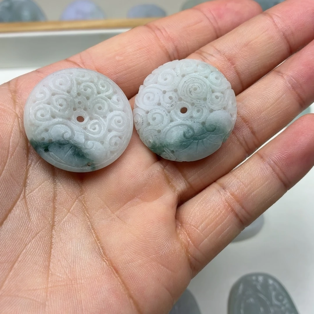 未镶嵌定制翡翠平安扣一对