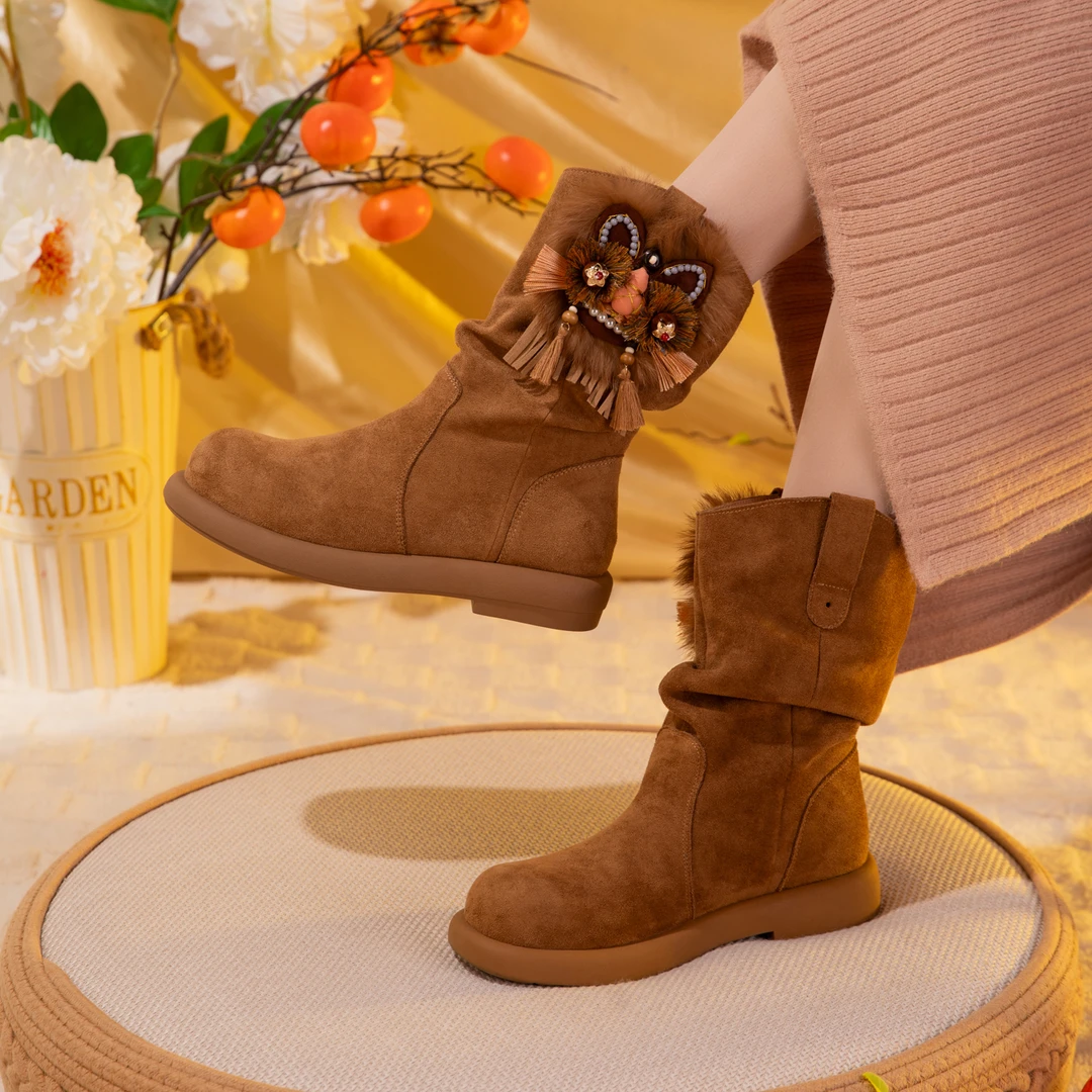 复古原创虎头鞋保暖防滑经典秋冬美拉德风靴子女款爆款2025新款