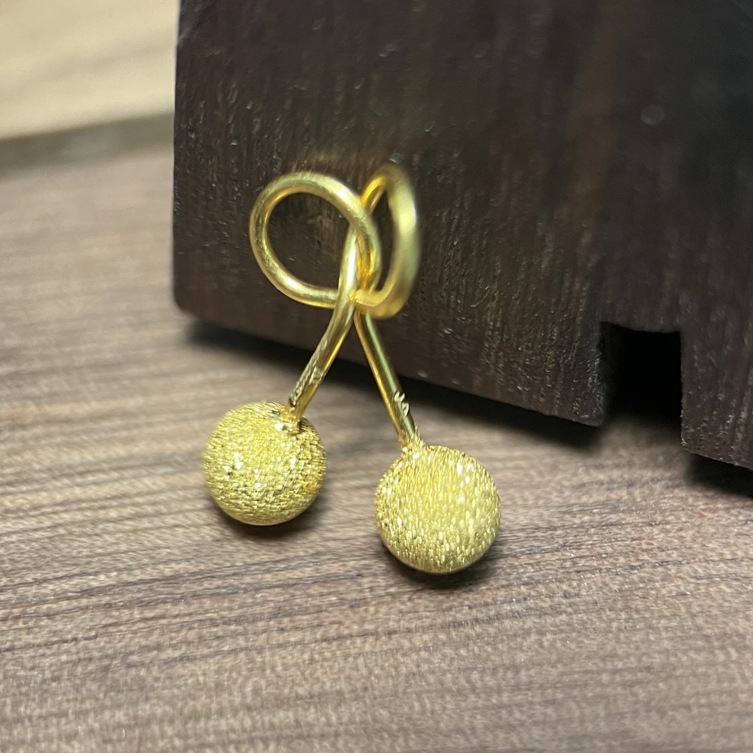 足金999饰品 蘑菇钉(钉纱)耳钉 克重1.59g