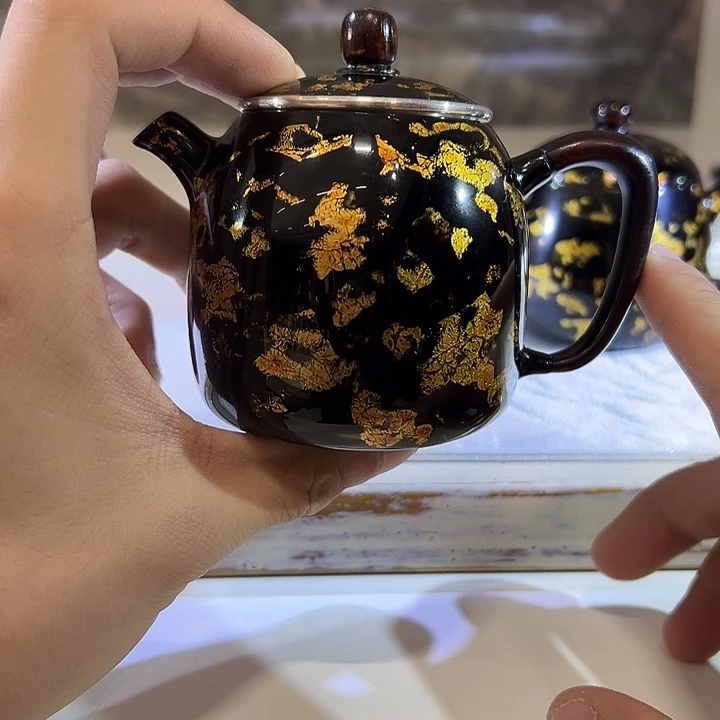 大漆工艺漆包银茶壶（大）