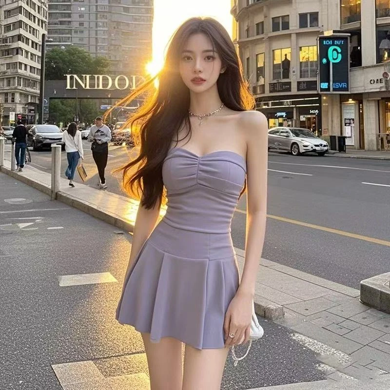 2025夏季新款抹胸系带气质辣妹性感a字连衣裙小众设计时尚高级感