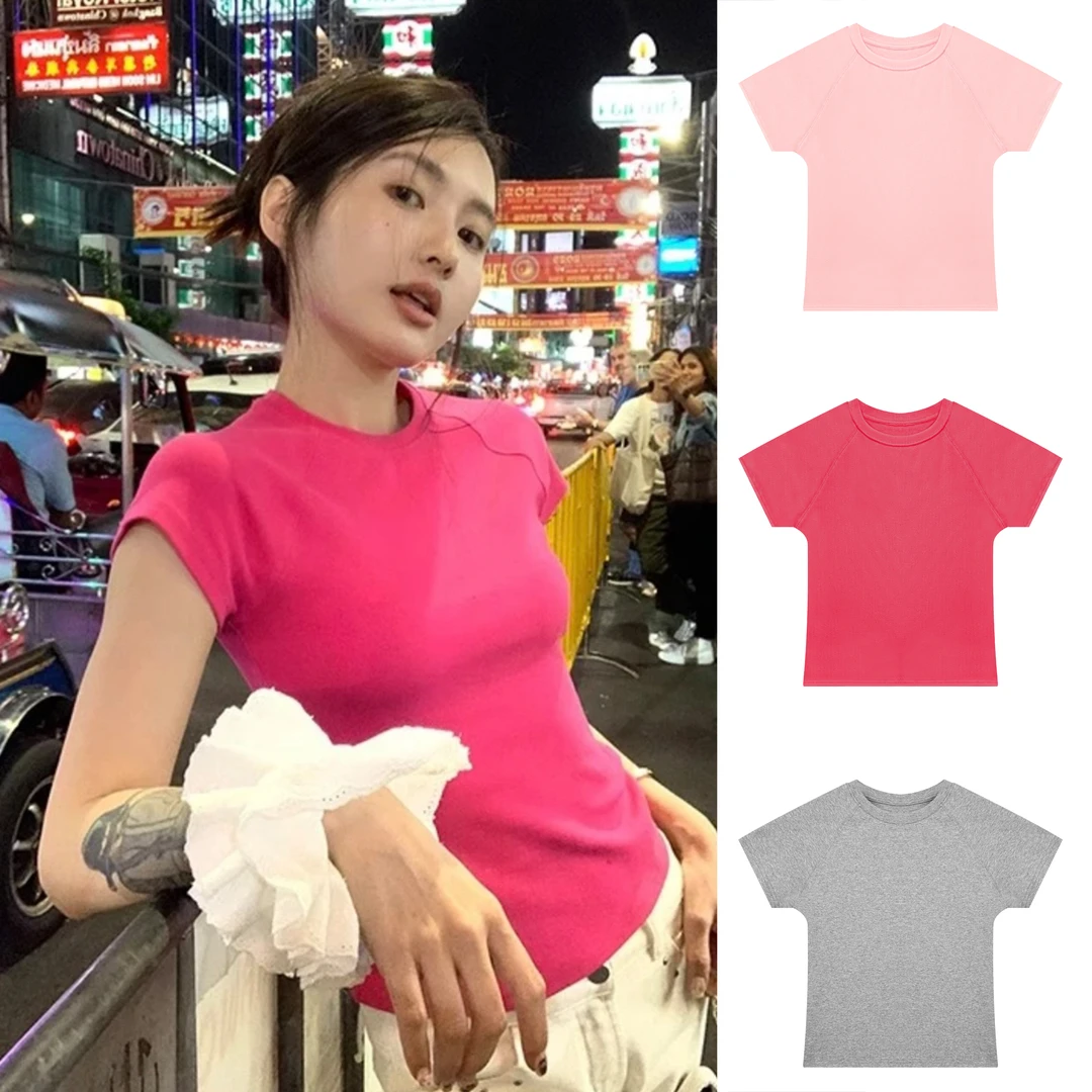 由子衣舍/Youzi Atelier运补6-8¥正肩圆领修身收腰短袖