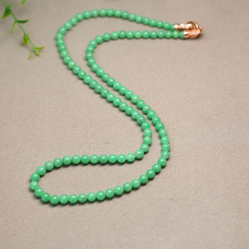#K126冰糯种满绿缅甸天然A货翡翠小圆珠子项链多圈手链