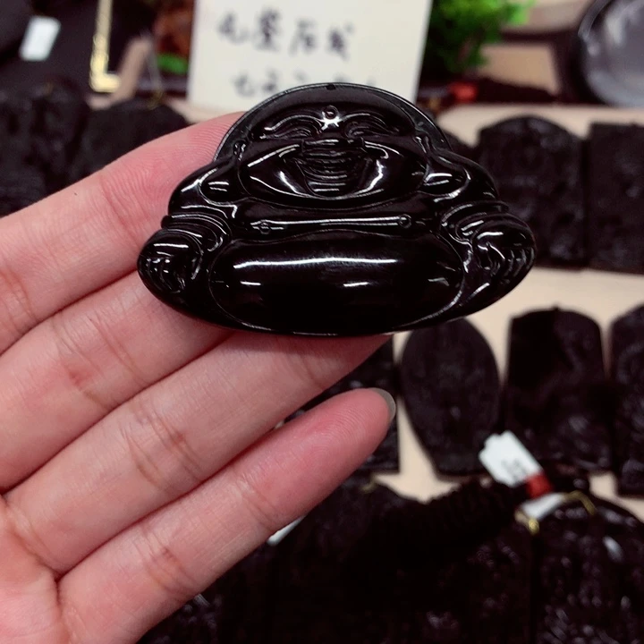 颈饰未镶嵌翡翠天然a货钢琴黑挂件