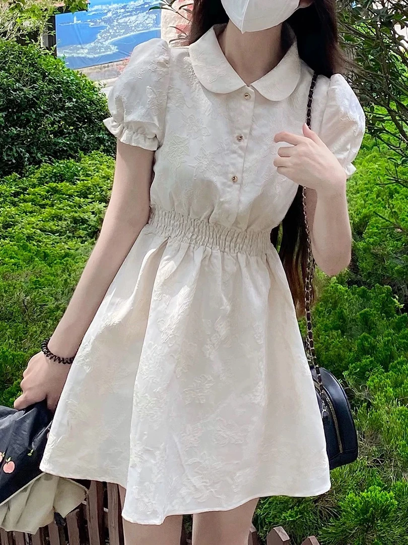 112法式小香风可爱仙女束腰连衣裙夏季新款甜美少女感女装