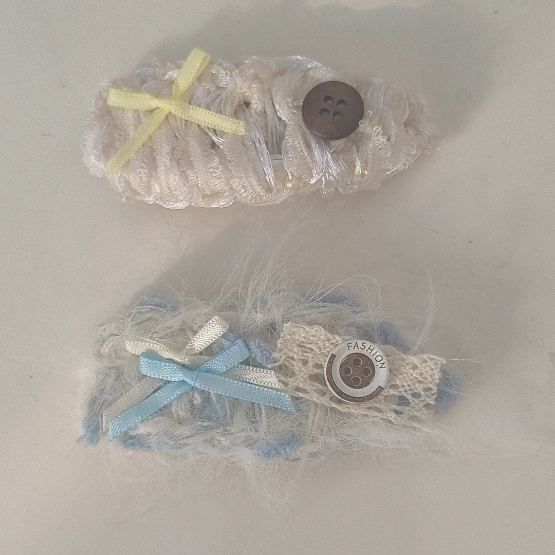 手混线手工钩织百搭发夹（4个）