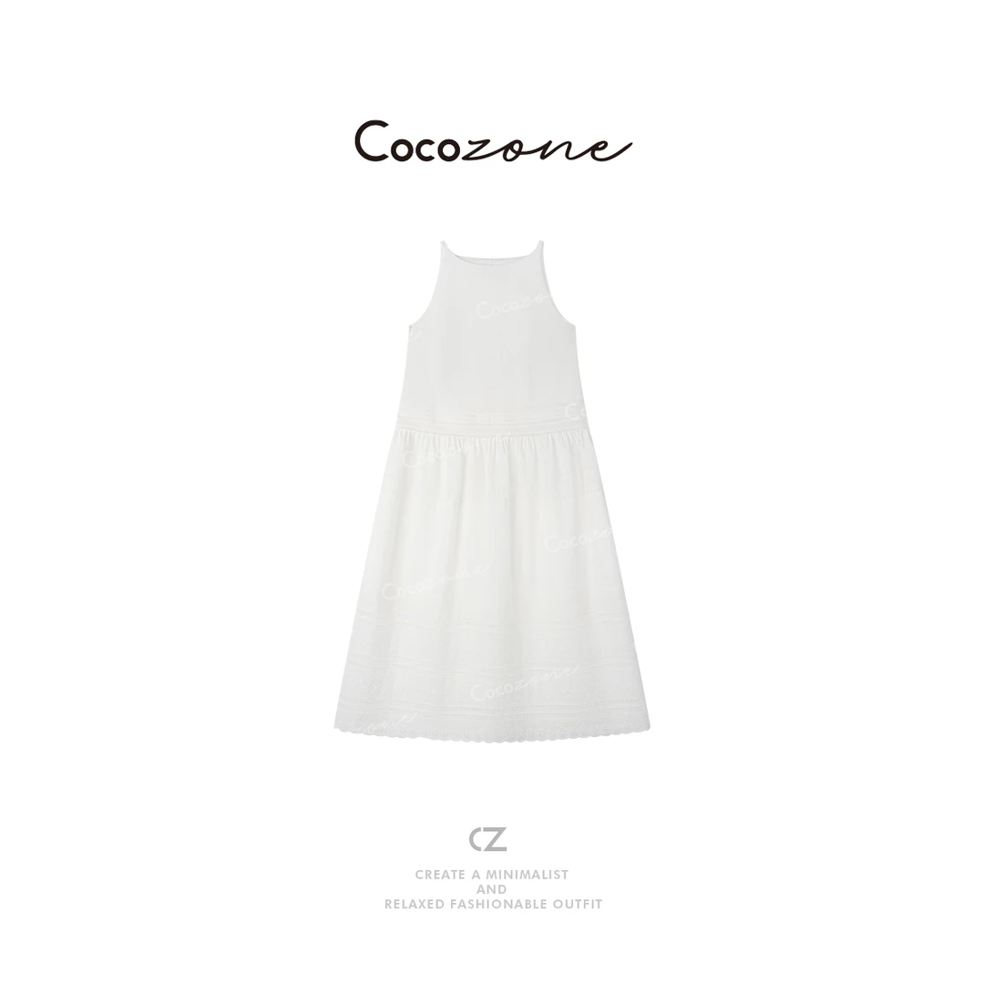 COCO ZONE 刘一一“白月光”新款设计小众气质镂空连衣裙CD2A0180