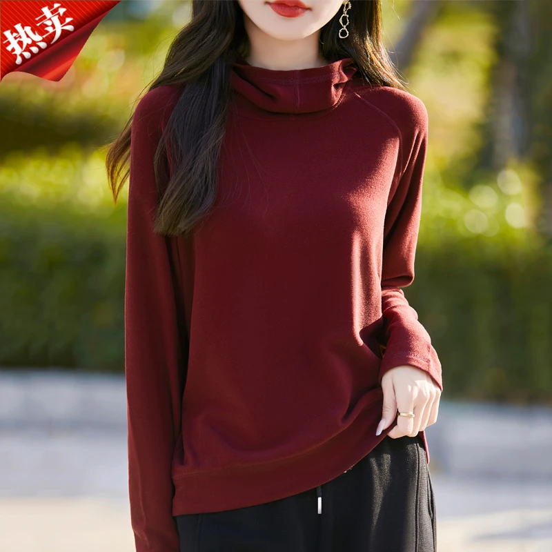 哥弟阿玛施正品德绒堆领减龄帽衫卫衣百搭打底内搭连帽保暖上衣冬