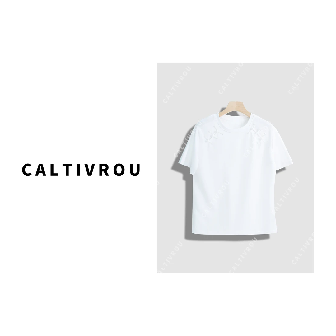 【蕊蕊】国潮国风~时尚国风盘扣百搭休闲短袖--Y9345