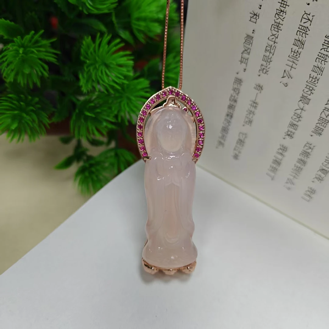 30天然天山雪莲寒冰玉玉石玛瑙观音吊坠