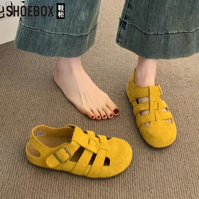 SHOEBOX鞋柜勃肯凉鞋女款2025新款夏季外穿百搭软底包头罗马鞋