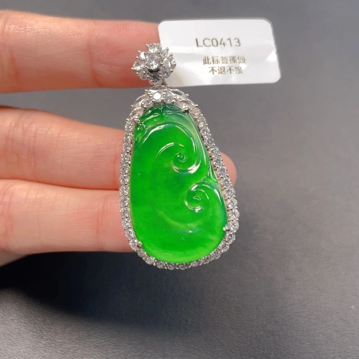 翡翠银S925镶嵌吊坠(不含链)