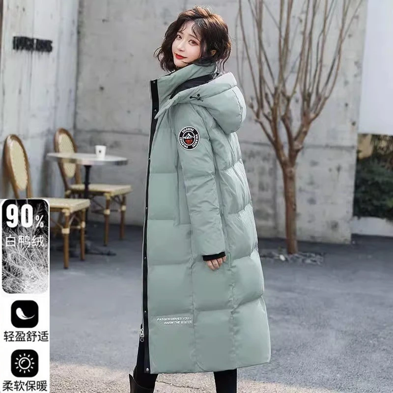 撤柜外贸羽绒服女中长款2025新款冬过膝长款白鸭绒加厚外套潮
