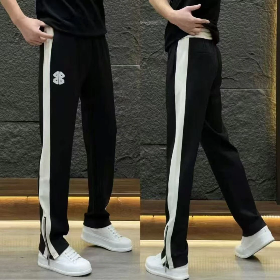2025春秋季新款欧货拼接直筒裤男轻奢时尚运动卫裤百搭潮流休闲裤