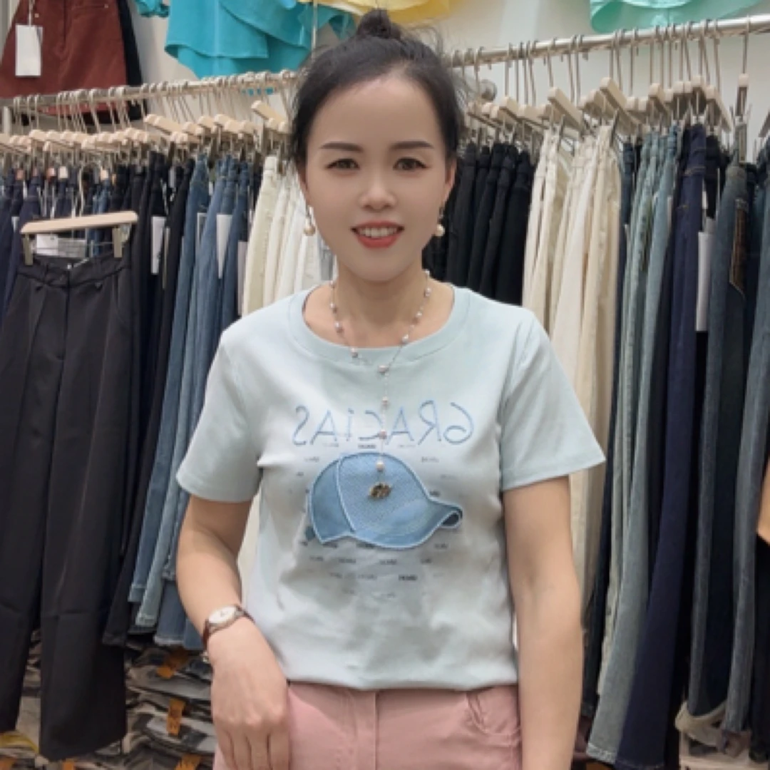 2025新款25106刺绣上衣T恤 女 时尚圆领夏季高品质纯棉百搭