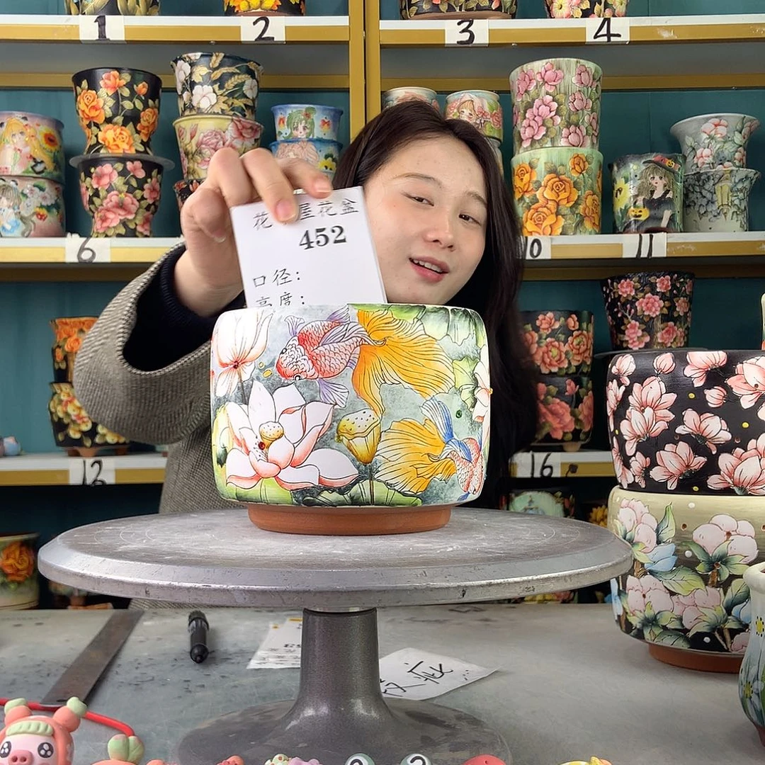 陶景德镇手工花盆452