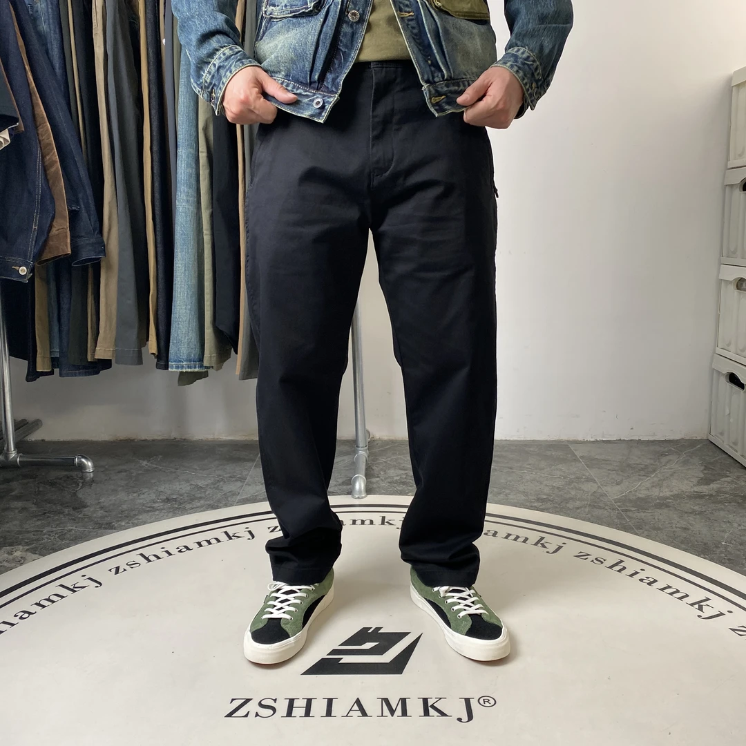 新裤男生休闲裤简约纯色日常百搭长裤松紧腰头舒适裤子男士 5095