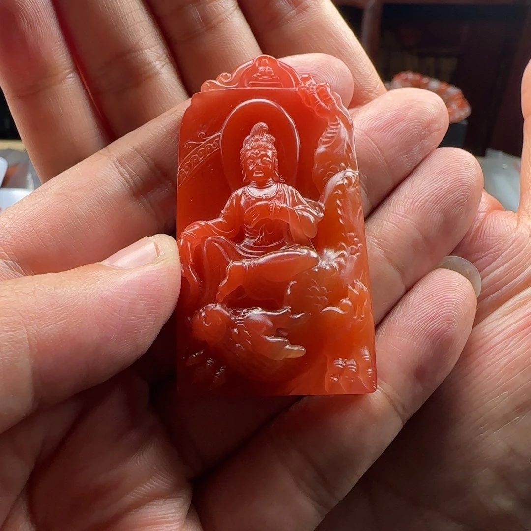 南红玛瑙御龙观音未镶嵌