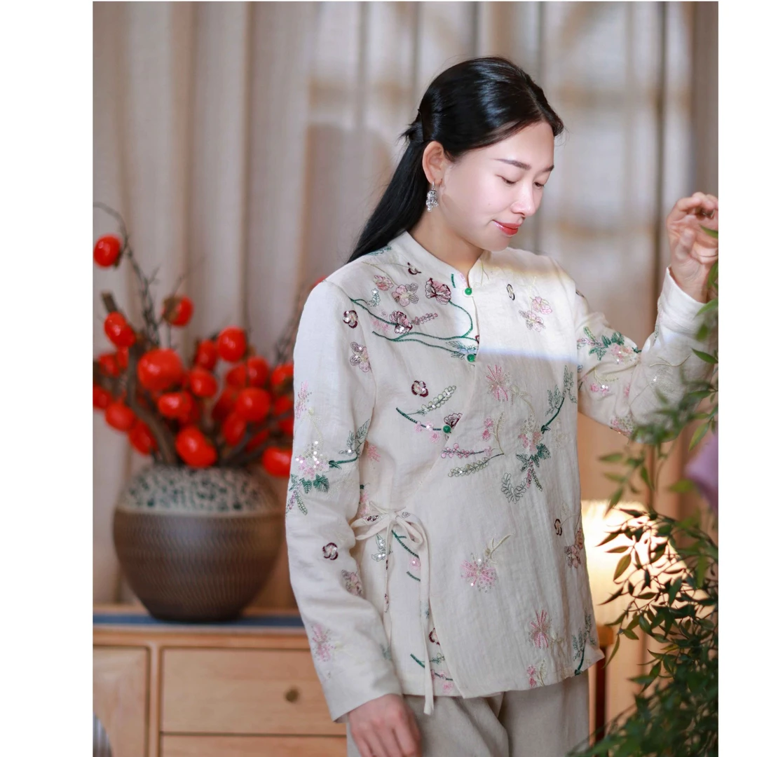 【半满自在】原创新中式国风高定重工刺绣上衣女
