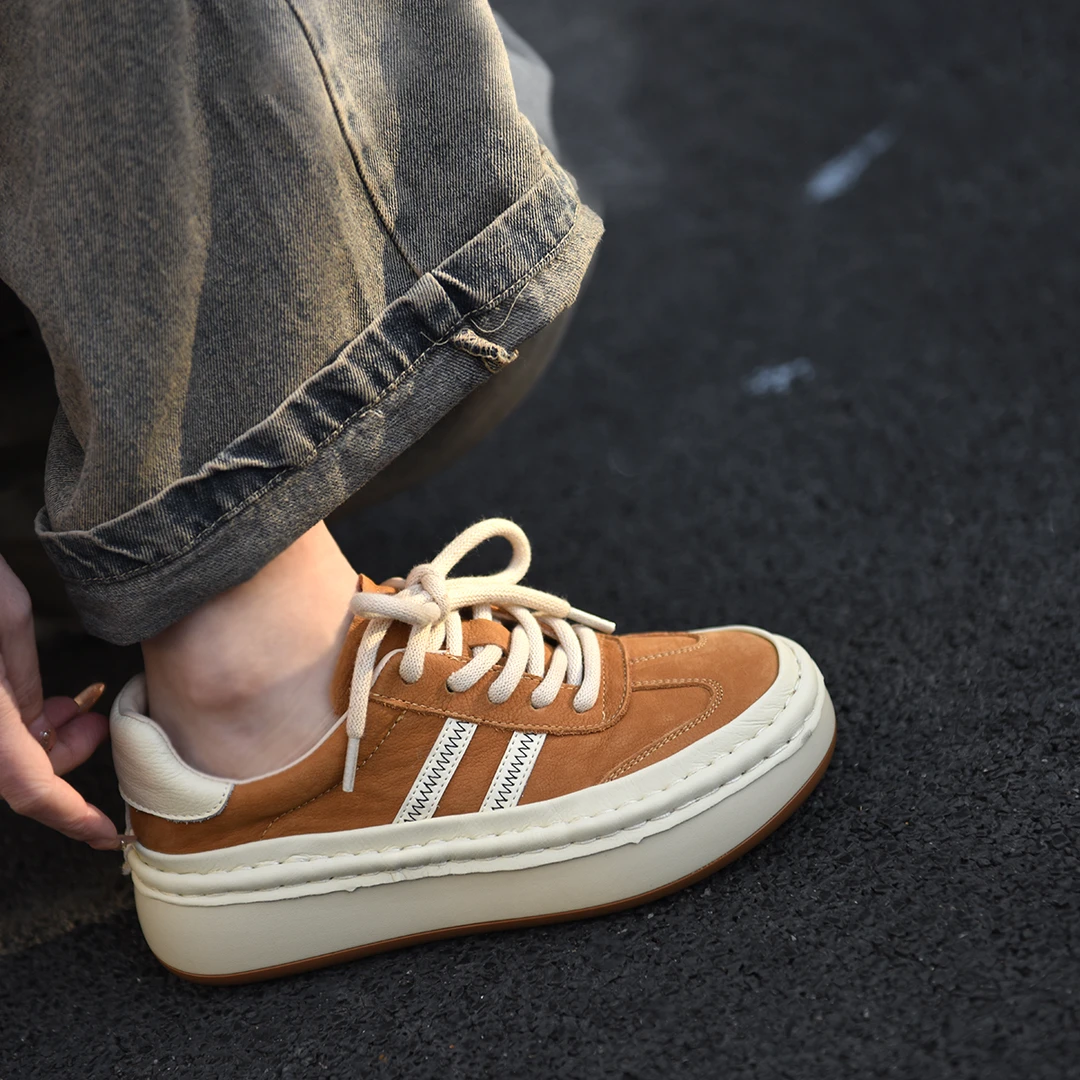 Artmu阿木真皮厚底德训鞋运动鞋女款系带学生鞋子新款爆款2605-3