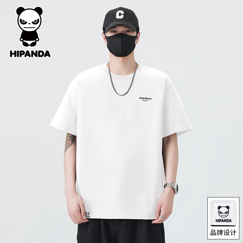 HiPanda你好熊猫短袖T恤男士款夏季休闲宽松薄款圆领简约半袖上衣