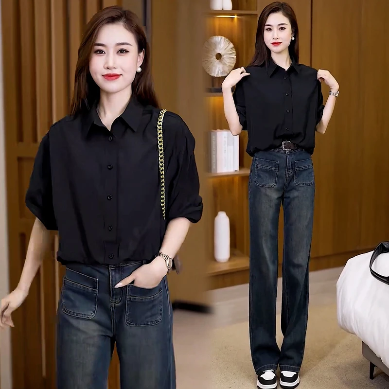 纯色长袖衬衫女2025春秋新款休闲宽松显瘦上衣高级感百搭时尚衬衣