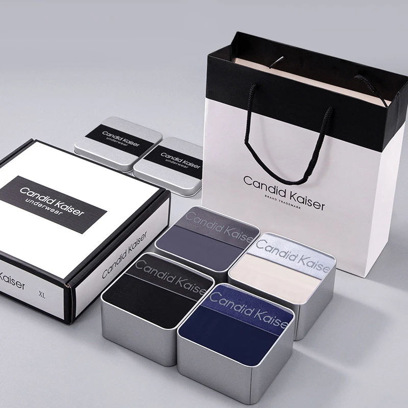 Candid Kaiser新男士短裤纯男款棉平角透气高端抑菌四季款礼盒装