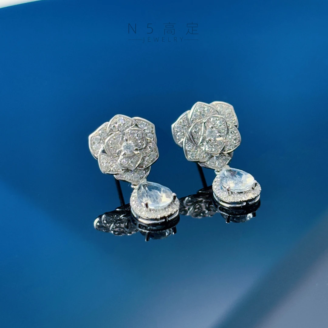 【N·5高定珠宝】重金 玫瑰花水滴耳钉 ZSES001645